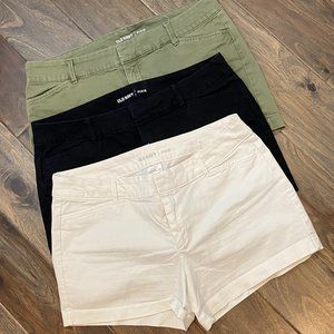 Old Navy Pixie Shorts Flat Front Black White Green Lot 3